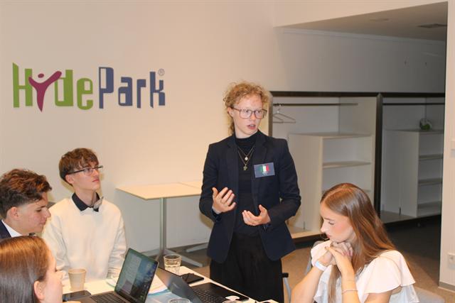 A delegate addresses their committee.