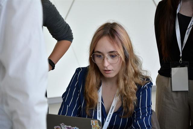 Concentration during a working session.
