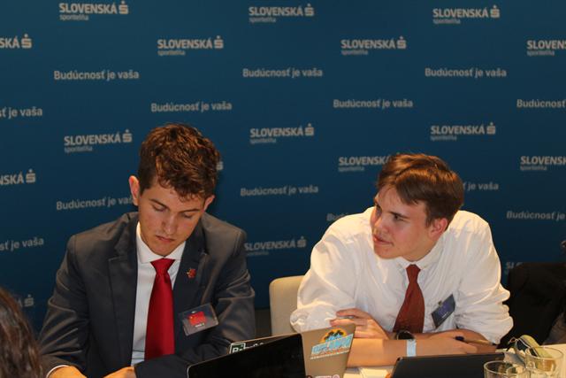 Delegates during a break in proceedings.